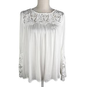 BB Dakota Steve Madden Zanna Top Ivory White Lace Bell Sleeves Small New